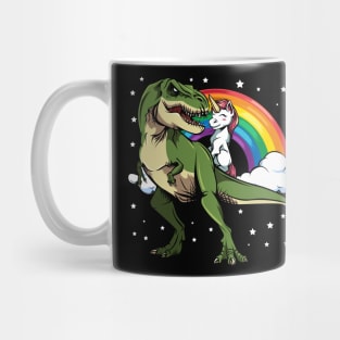 Unicorn riding a T-Rex - Rainbow Cute and Funny Mug